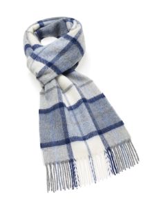Light blue plaid merino scarf