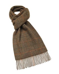 Brown plaid cashmere scarf